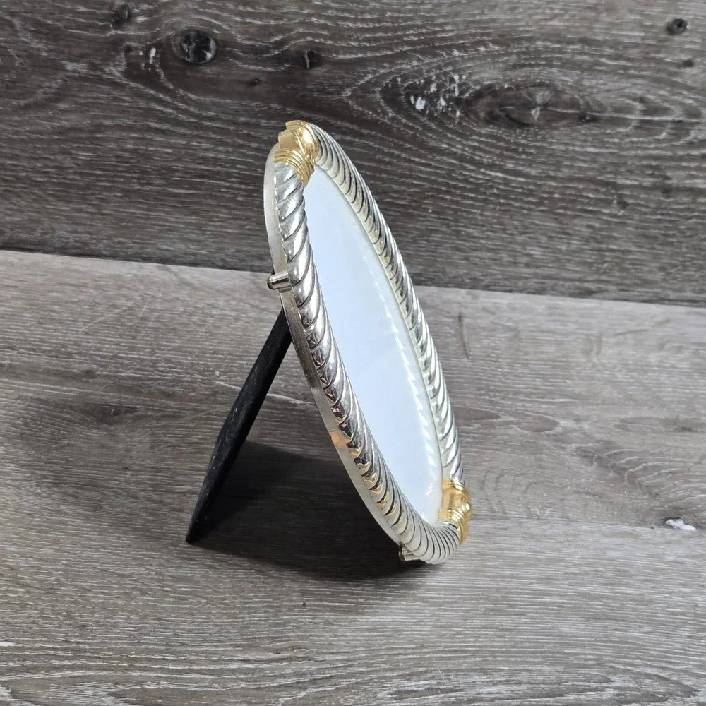 Vintage Two Tone Silver & Gold Cable Twist Oval Picture Frame 5x7 Tabletop